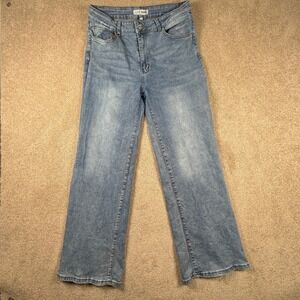 Love Soho Womens Wide Leg High Rise Jeans Medium Wash Blue Size 17 Relaxed Fit